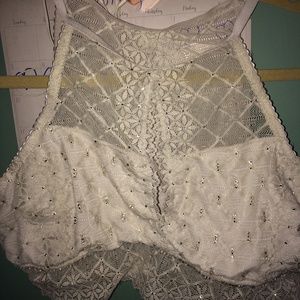 Rhinestone white lace bralette